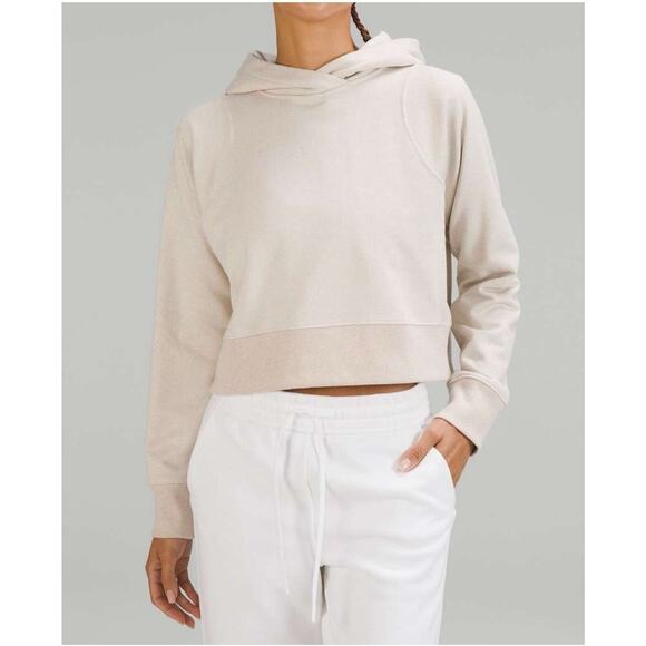 Lululemon Loungeful‎ Cropped Hoodie Tan Sparkle NWOT Opal Size 12 - Picture 1 of 6